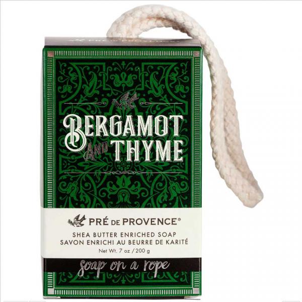 Pre de Provence Bergamot and Thyme Shea Butter Soap on a Rope 200 Gram Bar