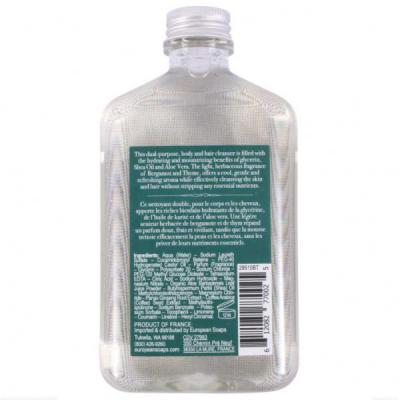 Pre de Provence Bergamot and Thyme Mens Hair and Body Wash 8 Ounce Back