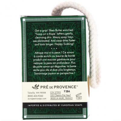 Pre de Provence Bergamot and Thyme Mens Shea Butter Soap on a Rope Back