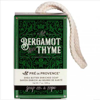 Pre de Provence Bergamot and Thyme Shea Butter Soap on a Rope 200 Gram Bar