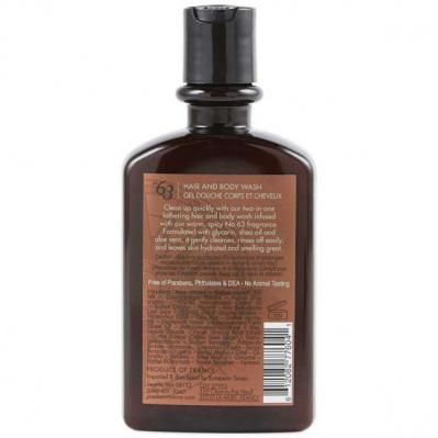 Pre de Provence No.63 Mens Hair and Body Wash - 12 Ounce - Back