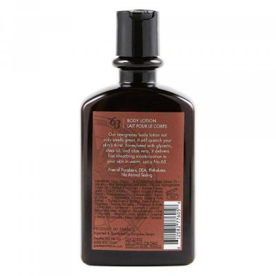 Pre de Provence No.63 Mens Body Lotion - 8 Ounce - Back Label