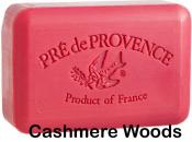 Pre de Provence Cashmere Woods Soap Bar. Slightly woodsy with a hint of musk (good choice for men) (lathering)