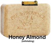 Pre de Provence Honey Almond Soap Bar. Embedded finely ground pieces of almond and scent of fresh honey. A top seller. (exfoliating)