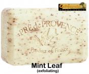 Pre de Provence Mint Leaf Soap Bar. Minty fresh lather is cool on the skin (exfoliating)