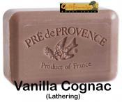 Pre de Provence Vanilla Cognac Soap Bar. Strong sandalwood scent and mild vanilla - Good choice for men (lathering)