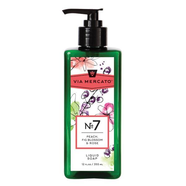 Via Mercato Liquid Soap No.7 Peach, Fig Blossom, Rose - 12 Ounce
