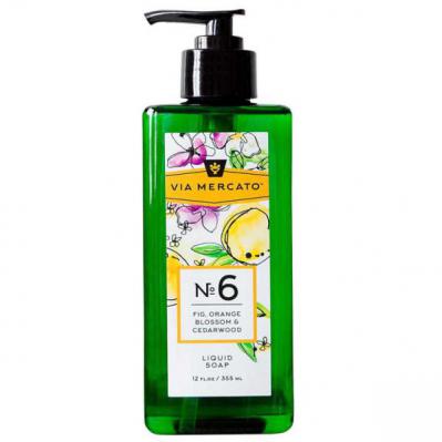 Via Mercato Liquid Soap No.6 Fig, Orange Blossom, Cedarwood - 12 Ounce