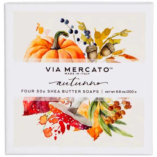 Via Mercato Soap Autunno Autumn Fall Harvest Gift Set Box of 4 x 50 grams