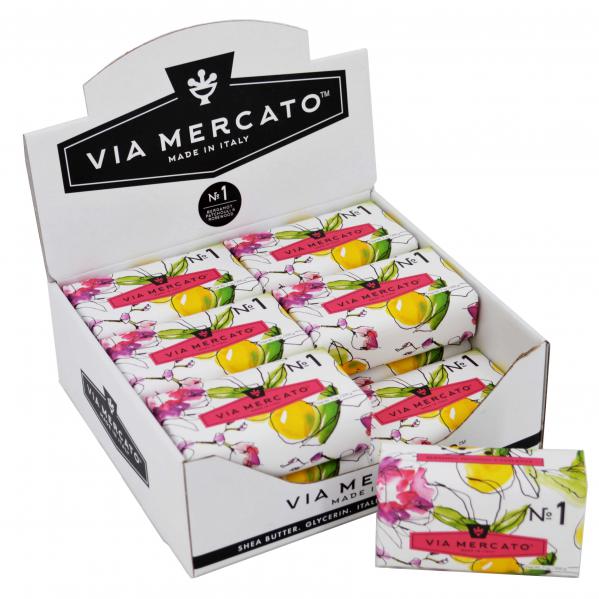 Via Mercato Soap No.1 Bergamot, Patchouli and Rosewood 200 gram Bath Bar Case of 12