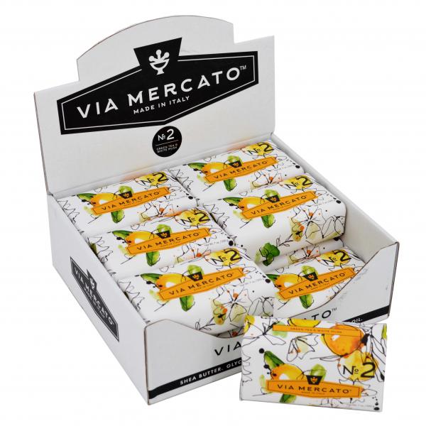 Via Mercato Soap No.2 Green Tea, White Musk 200 gram Bath Bar Case of 12