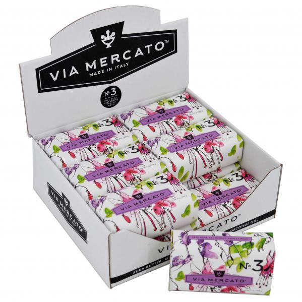 Via Mercato Soap No.3 Pepe Rosa, Lavender, Vanilla Bean 200 gram Bath Bar Case of 12