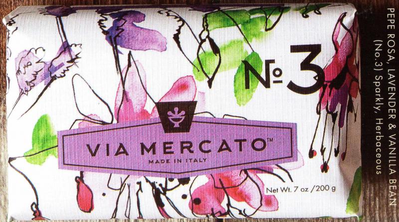 Via Mercato Soap No.1 Pepe Rosa, Lavender, Vanilla Bean, 200 gram Bath Bar