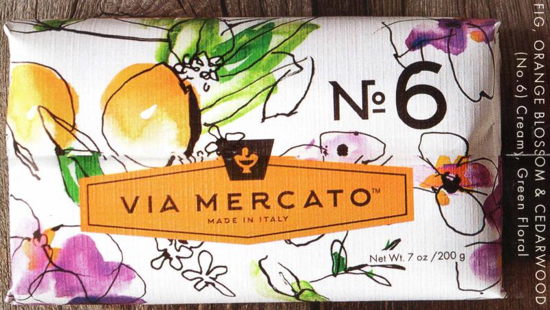 Via Mercato Soap No.6 Fig, Orange Blossom, Cedarwood 200 gram Bath Bar