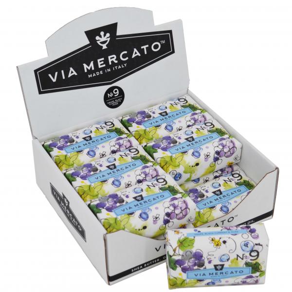 Via Mercato Soap No.9 Grape, Black Currant, Musk 200 gram Bath Bar Case of 12