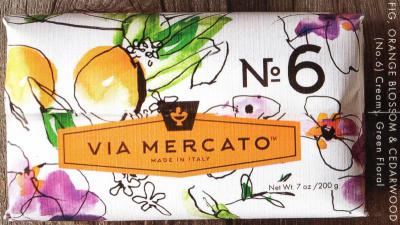 Via Mercato Soap No.6 Fig, Orange Blossom, Cedarwood 200 gram Bath Bar Wrapped