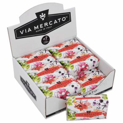 Via Mercato Soap No.7 Peach, Fig Blossom, Rose 200 gram Bath Bar Case of 12