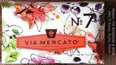 Via Mercato Soap No.7 Peach, Fig Blossom and Rose 200 gram Bath Bar