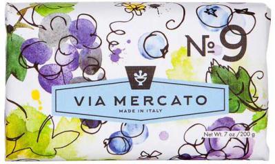 Via Mercato Soap No.9 Grape, Black Currant, Musk 200 gram Bath Bar Wrapped